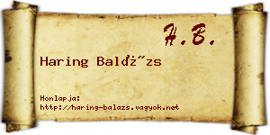Haring Balázs névjegykártya